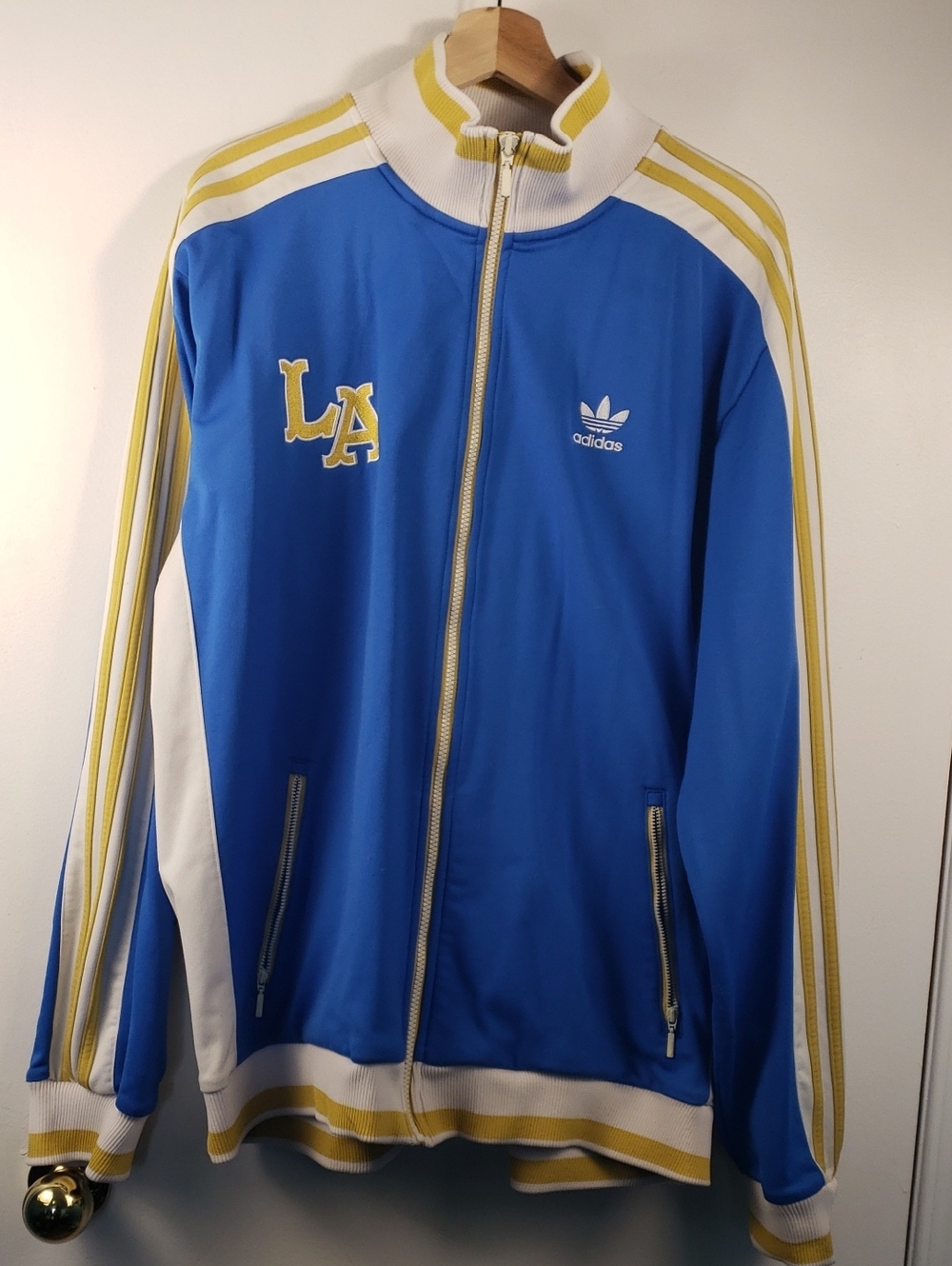 adidas Blue and Yellow LA Track Bomber Jacket